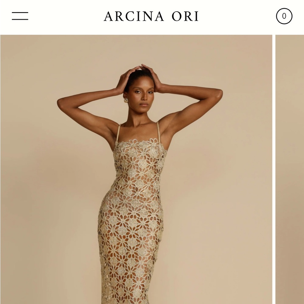 Arcina Ori Kendra gold NET evening gown size S